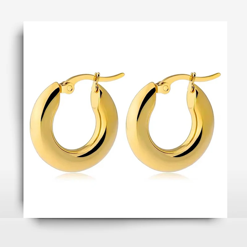

316L Stainless Steel Round Thickened Earrings Titanium Steel Smooth Circle Solid Thick Earrings Trendy Popular Jewelry For Women