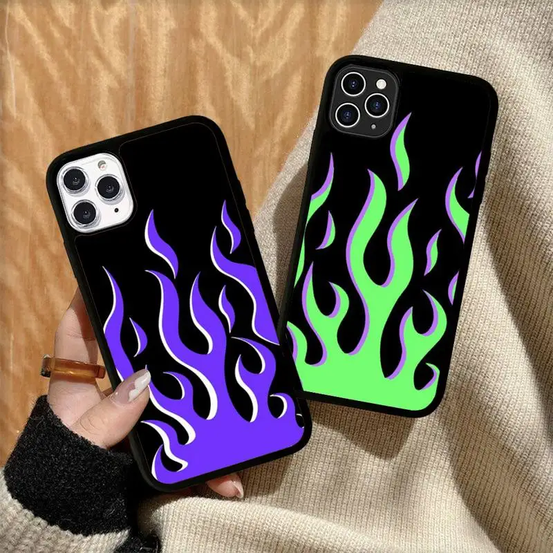 

Fashion Red Flames Phone Case Silicone PC+TPU Case for iPhone 11 12 13 Pro Max 8 7 6 Plus X SE XR Hard Fundas