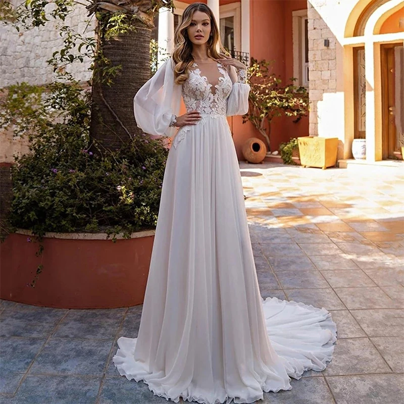 

Женское шифоновое платье с V-образным вырезом, длинным рукавом-фонариком