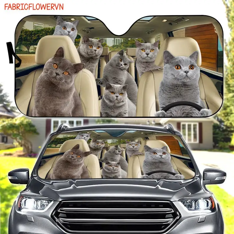 

British Shorthair Cat Car Sunshade, Cat Car Decoration, Cat Windshield, Cat Lovers Gift, Cat Car Sunshade, Gift For Mom, Gift Fo