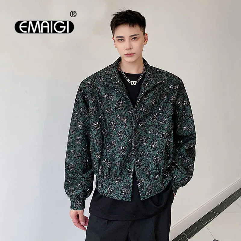 

Autumn Winter Stand Collar Men's Jacket Lace Special Retro Trend Fashion Loose Casual Coat Men Streetwear Vintage Short Jacket