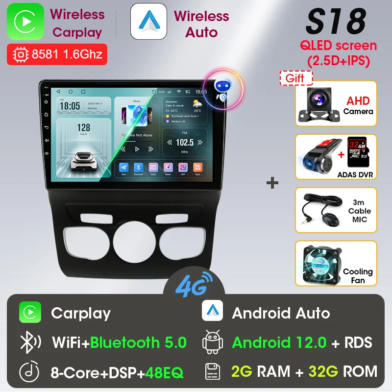 

Srnubi Android 12 Carplay Автомобильный радиоприемник для Citroen C4 2 B7 2013 2014 2015 2016 Мультимедийный плеер 2Din GPS Стерео 4G DVD Головный блок