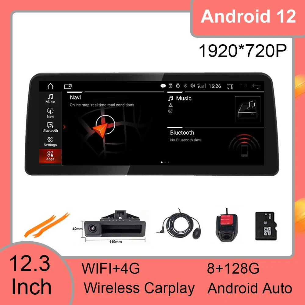 12.3 inch polegada android 12.0 para bmw série 3/5 e60 e61 e62 e90 e91 e92 wifi jogador de rádio do carro multimídia estéreo gps navegação