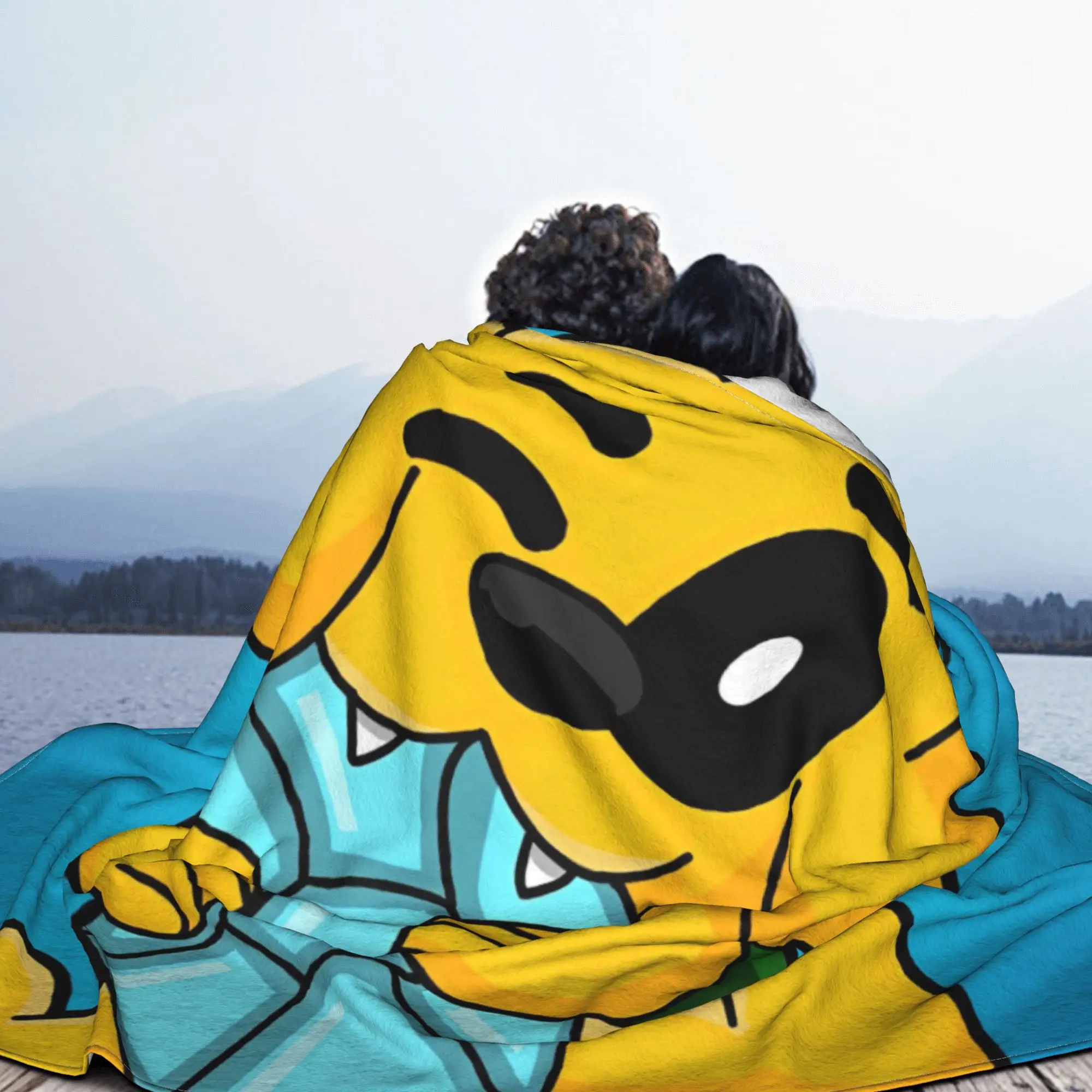 Синие вязаные одеяла Mikecracks шерстяные с героями мультфильмов летнее легкое