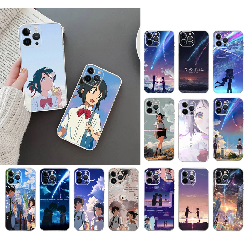 

Phone Case For iphone 14 Pro Max 13 12 11 Pro Max XS XR X 12mini 7 8 14 Plus SE Your Name Mitsuha Miyamizu Case Funda