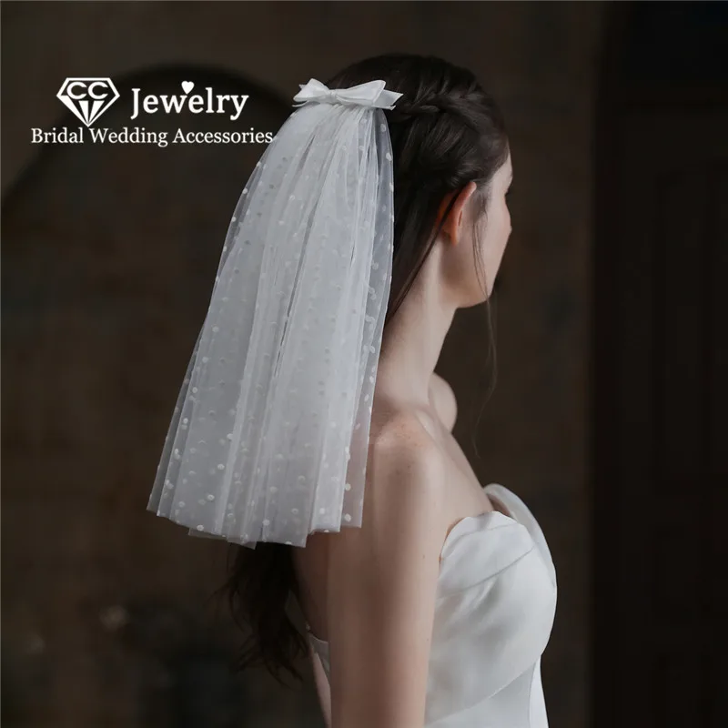 

CC Romantic Veils Wedding Accessories Women Headdress Engagement Hair Ornaments Bridal Dress Soft Tulle Short Veil Gifts V839