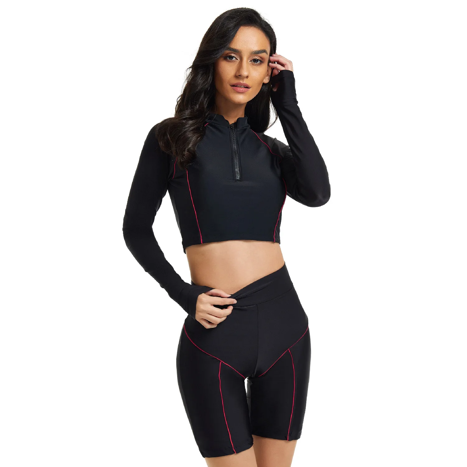 

Sexy Swimsuit Bikini mujer Rashguard Women Long Sleeve Swimwear Rashguard Surfing Two Piece Swimsuit Tankini Set surf Swimming