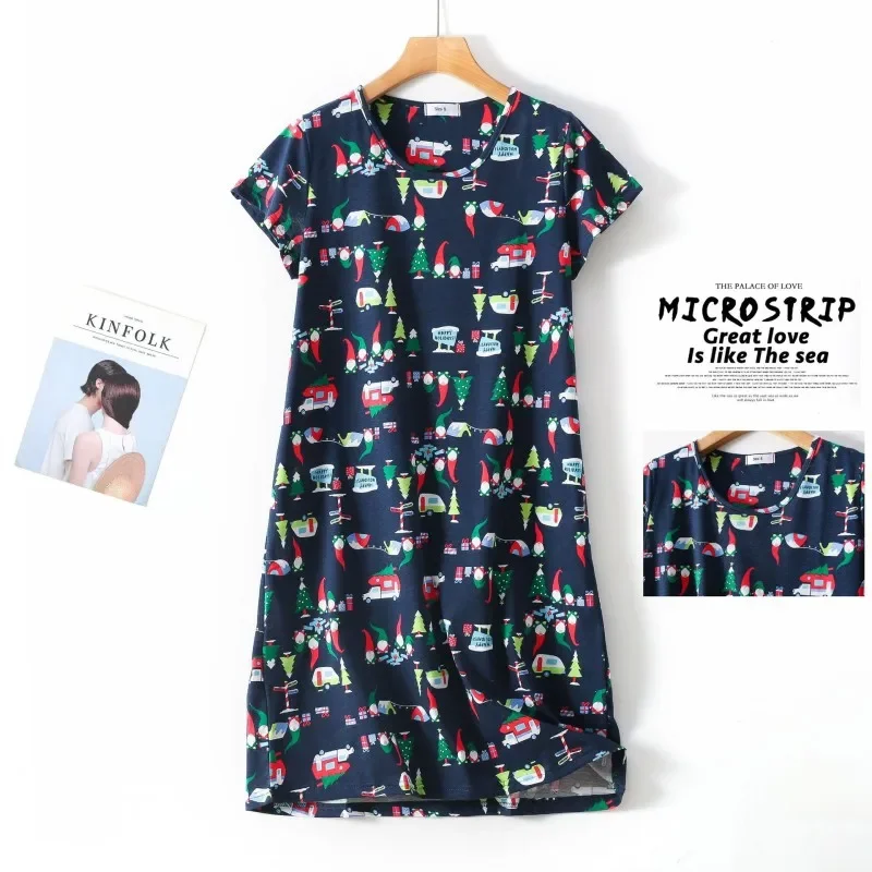 Летнее женское повседневное платье для сна с героями мультфильмов хлопковая