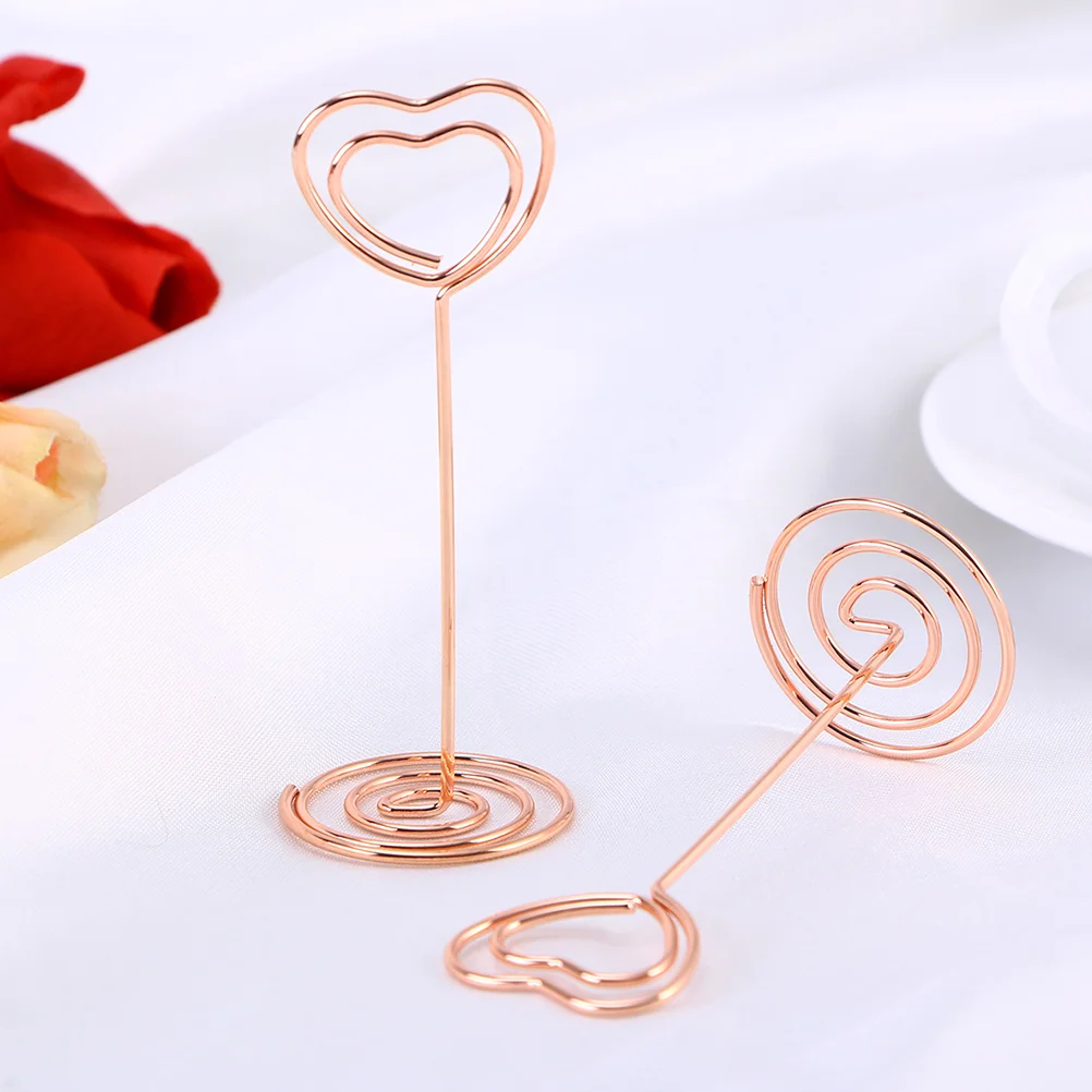 

24PCS 85CM Place Clip Heart Shaped Memo Photo Holder Useful Table Stand for Wedding Favors Party Banquet Office ( Rose )