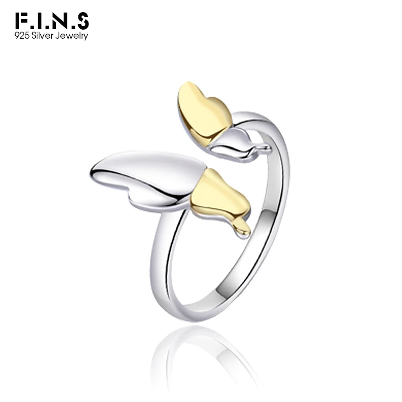 

Женские кольца с полыми листьями F.I.N.S, модные ювелирные изделия из стерлингового серебра 925 пробы с золотым отверстием и изменяемым размеро...