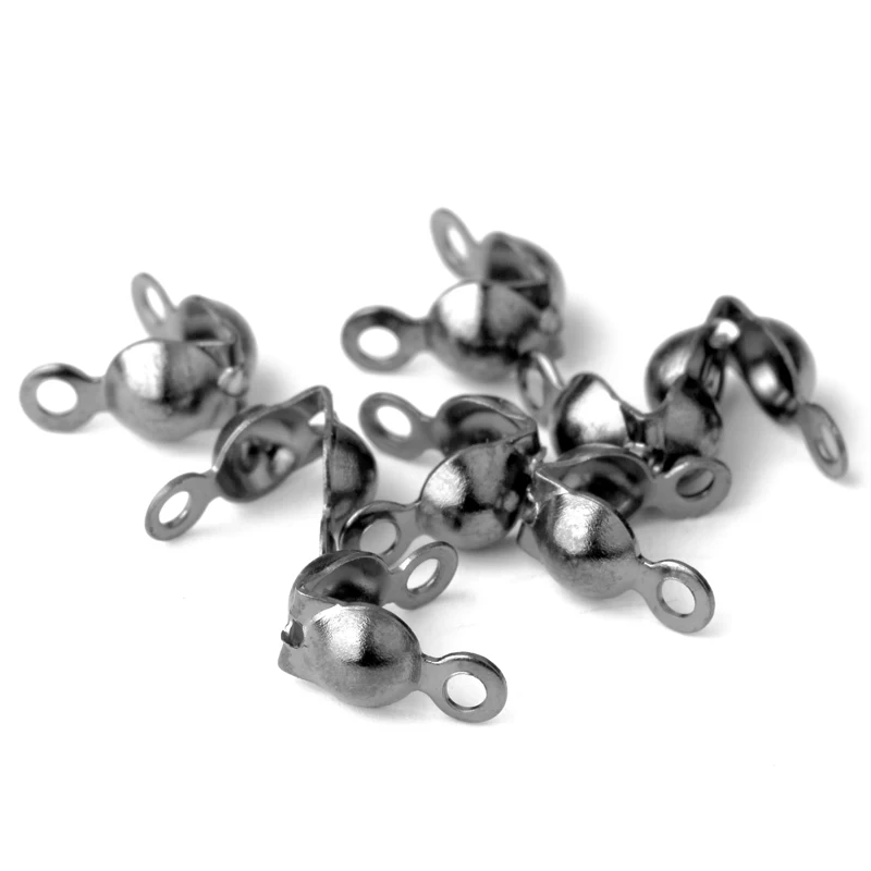 100Pcs Stainless Steel Necklace Chain Connector Clasp Ball Chain Crimps End Beads Findings Black DIY Jewelry Making Accessories
