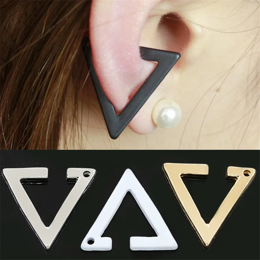 Vintage Gothic Triangle Earrings Unisex Punk Rock Copper Men Women Ear Stud Earrings Pierced Push-Back Ear Plug Buckle Jewelry images - 6