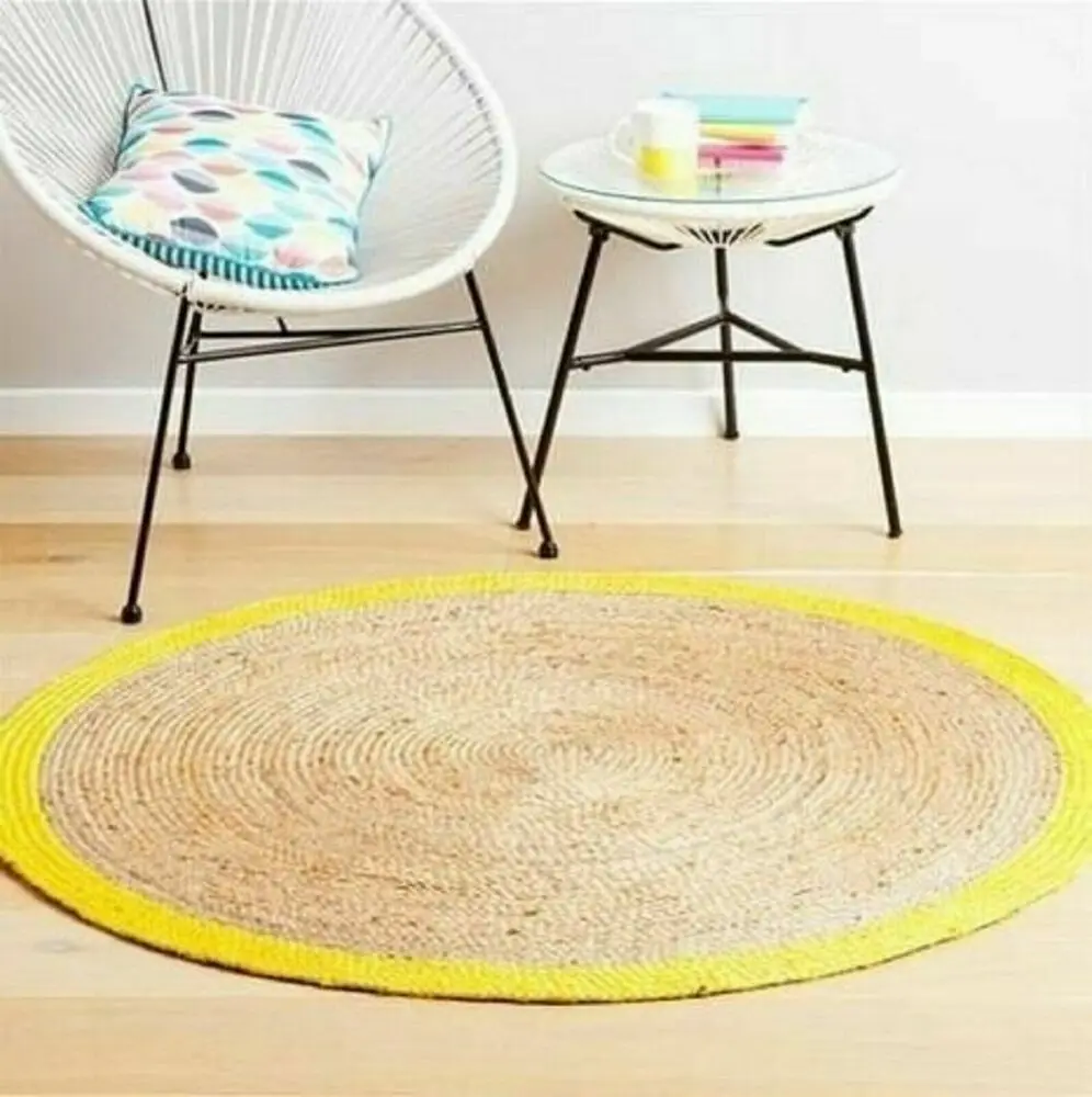 Rug 100% Natural Jute Braided Style Reversible Round Rug Modern Carpet Area Rugs- carpet  home  bedroom decor