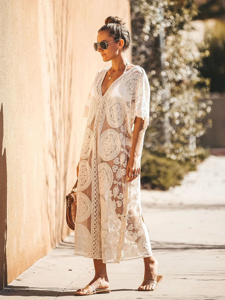 Богемное винтажное платье-макси Fitshinling летний купальник с V-образным вырезом и