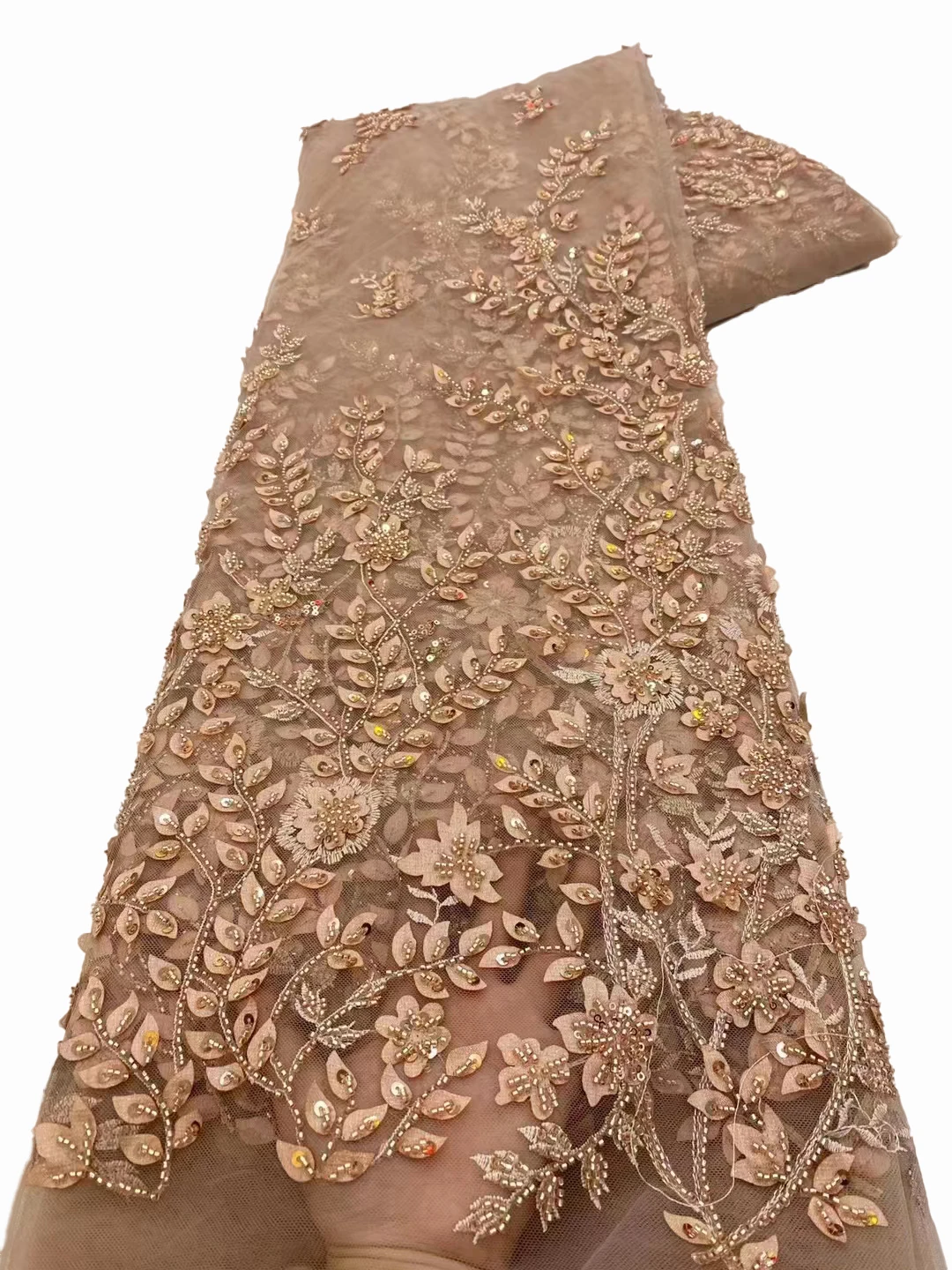

Новинка 3D Трехмерная аппликация ткани блестки бисер тюбик свадебное вечернее платье Ткань кружево вышивка 5 ярдов