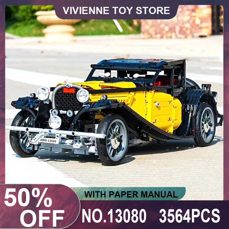 Форма KING 13080 MOC технический T50 Винтажный Классический автомобиль строительные