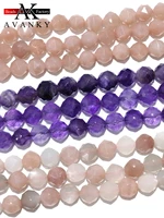natural stone amethyst citrine faceted moonstone aquamarine loose spacer bead for jewelry making diy bracelet accessories 15