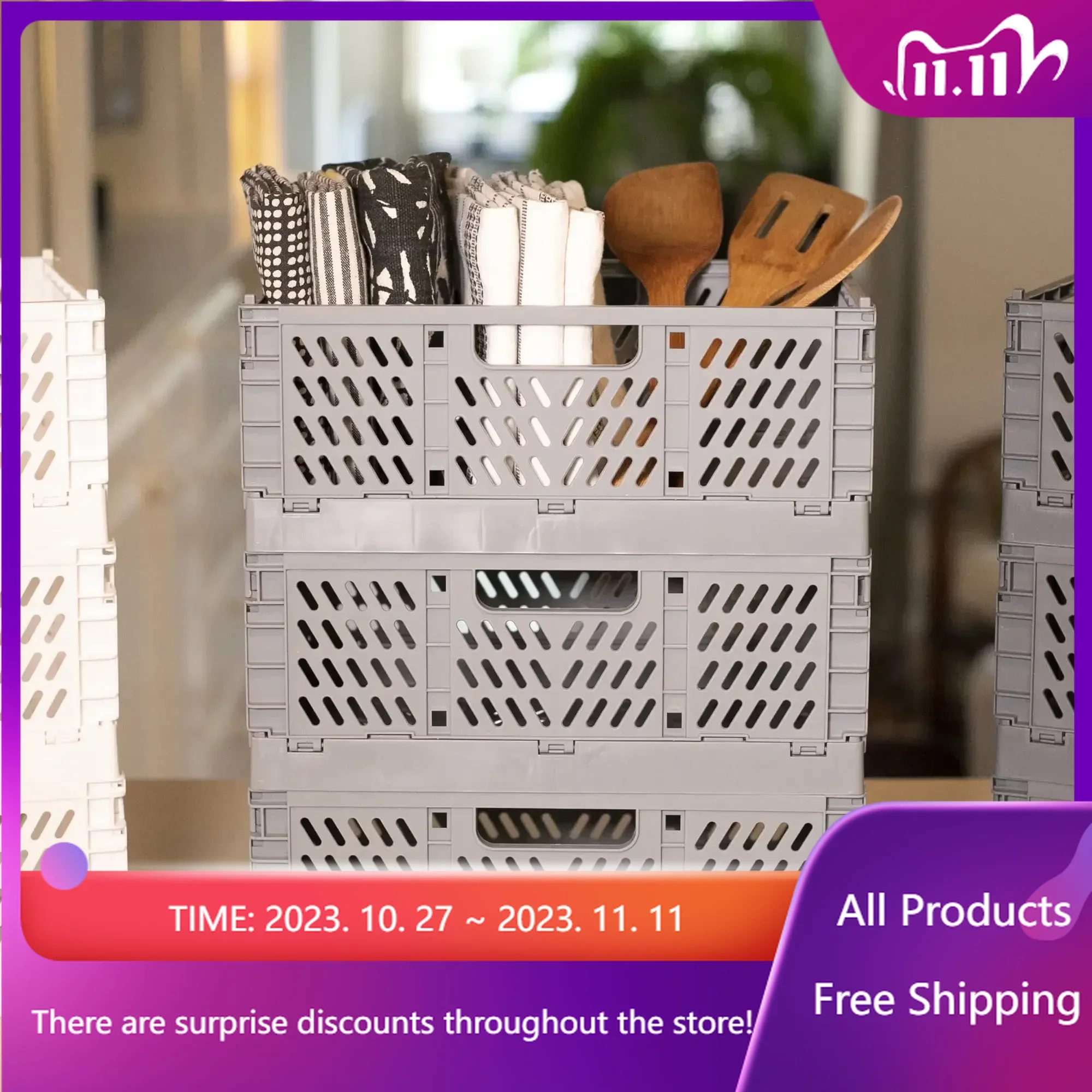 

Medium Collapsible Storage Crates 3 Pack Storage Organizer Fast Transportation