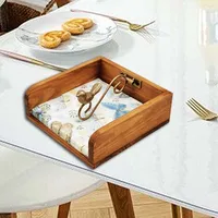 Solid Wood Square Napkin Desktop Storage Box Kitchen Creative Tissue Storage Box Dining Table New Chinese Cute Bird