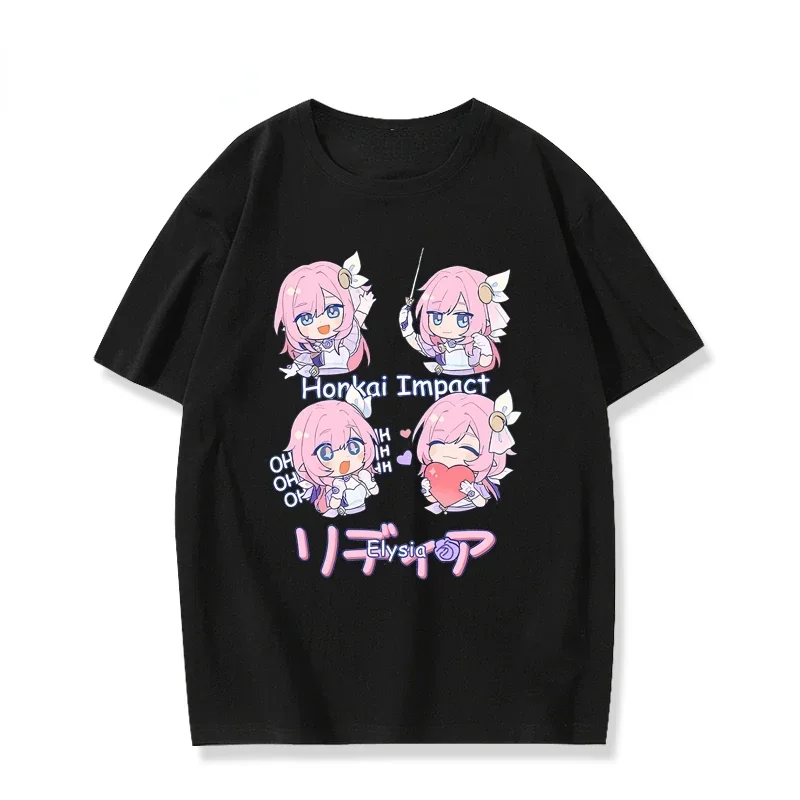 Футболка унисекс с японским аниме принтом Honkai Impact 3 Kawaii Elysia Fans COS летняя модная