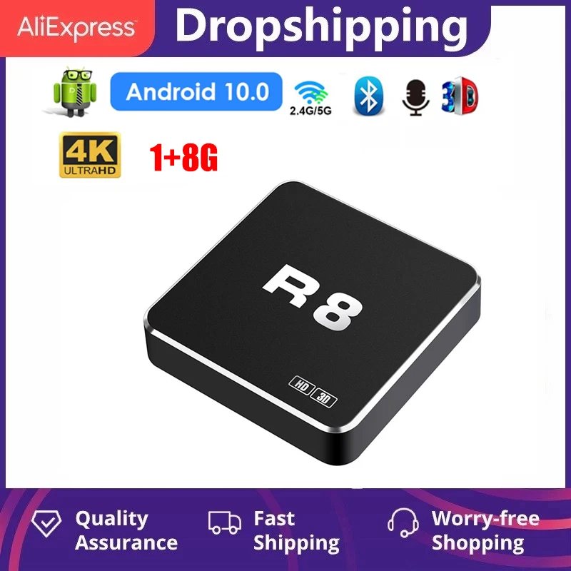 

Android 10 TV BOX 1+8GB 2.4G&5G Wifi 4K 3D TV Receiver Bluetooth-compatible Fast Set Top TV Box Support Ethernet AV IR TF Card