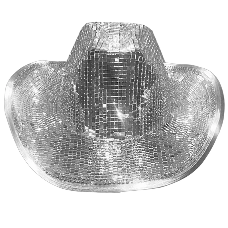 

Y166 Disco Balls Hat Glitter Balls Hat Sequin Cowboy Hat Glitter Mirror Disco Cowboy Hat Stunning Disco Mirror Hat DJs Hat