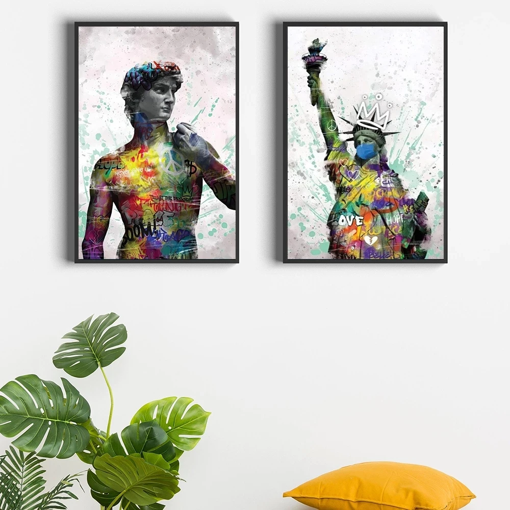

Print Watercolour Painting Victory Pictures Wall Artwork Graffiti Home Decor David Modular Canvas Poster Modern For Living Room
