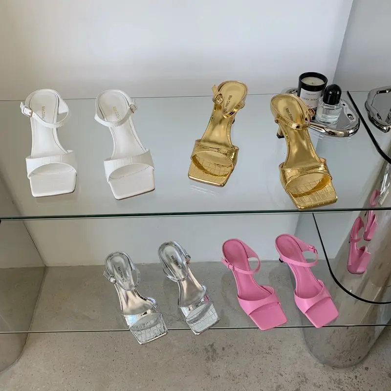 

Новинка лета 2023, Брендовые женские сандалии, модные туфли в римском стиле с узкими ремешками, туфли на тонком высоком каблуке с открытым носком и ремешком на щиколотке