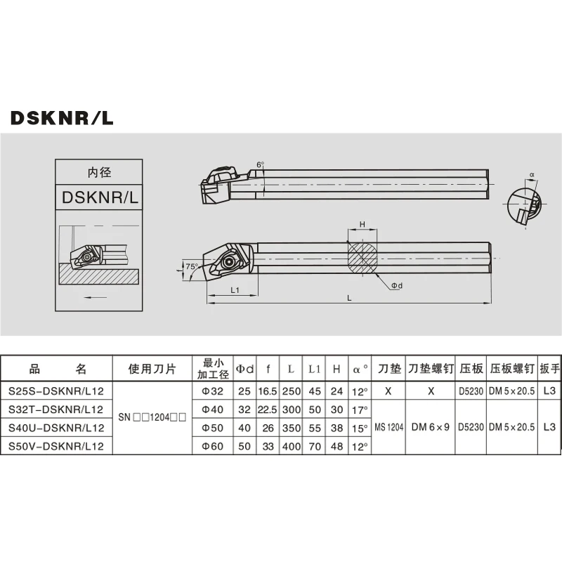 OYYU S20R-DSKNR12 S25S-DSKNR12 Внутренний держатель инструментов D-типа S20R S25S DSKNR12 Расточная оправка 20 мм 25 мм DSKNR (art.: 3920cf786d70e) - 3920cf786d70e