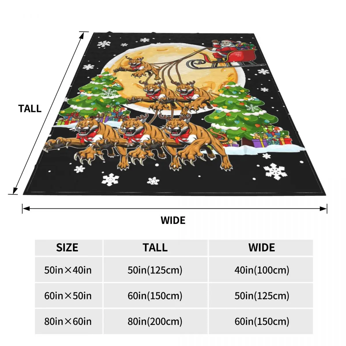 Cougar Reindeer Christmas Funny Cat Lover Xmas Flannel Throw Blankets Blanket for Bed Outdoor Soft Bedroom Quilt images - 6