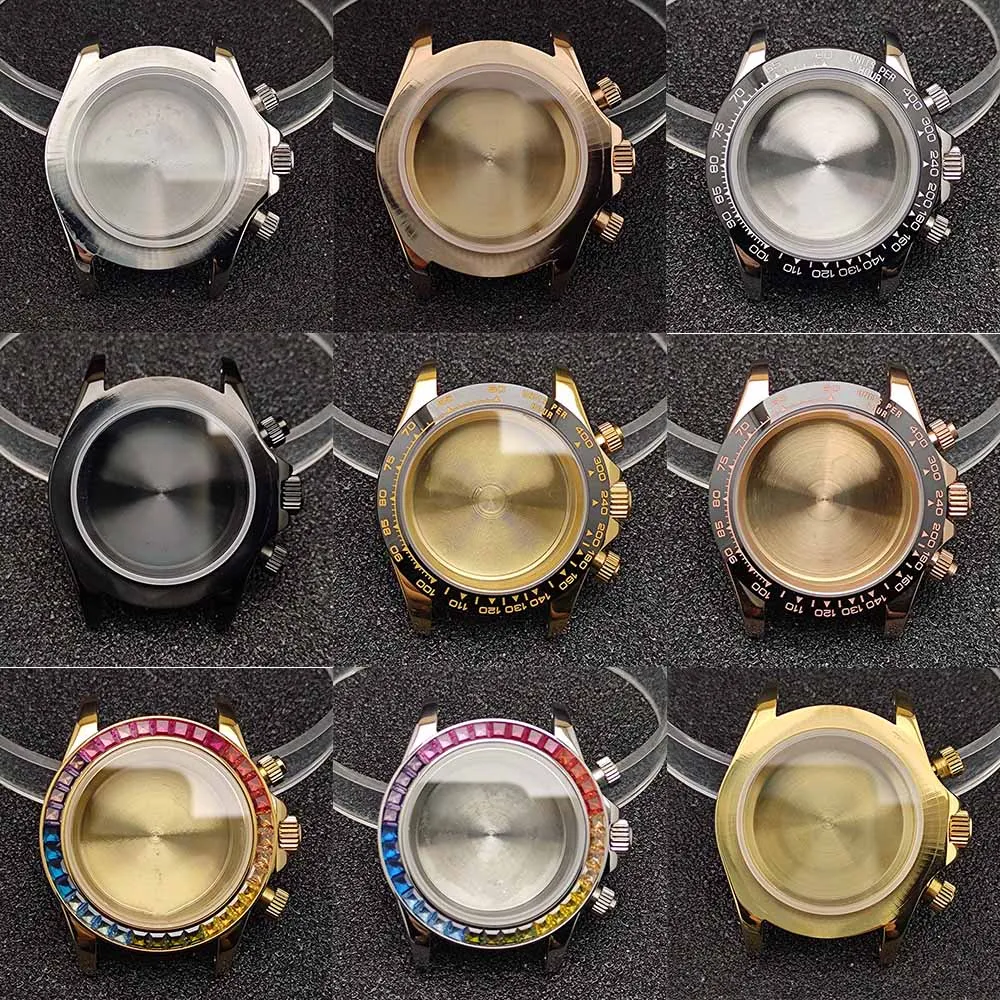 

Japanese chronograph case suitable for VK63 quartz movement 39MM stainless steel case watch accessories waterproof 5Bar