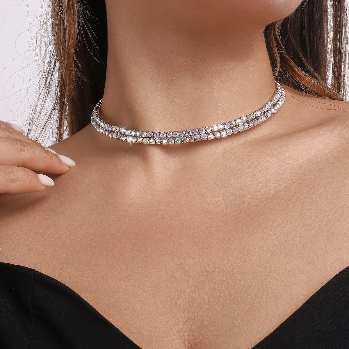 Necklace Harbor Style Claw Chain Diamonds Geometric Elegant Neckchain Temperament Creative Fashion Collar