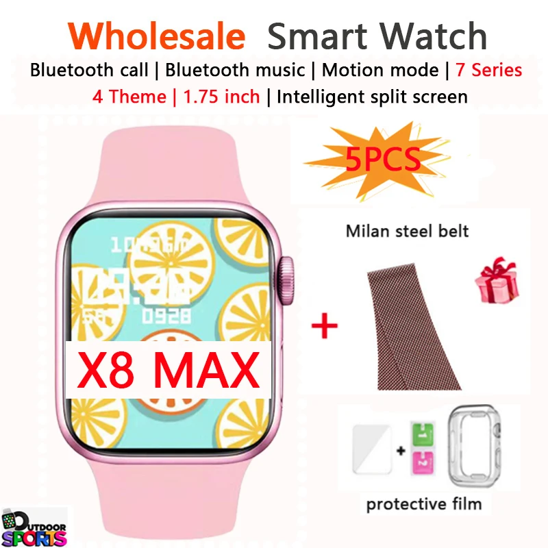 

Смарт-часы X8 Max, 1,75 дюйма, с пульсометром, Bluetooth