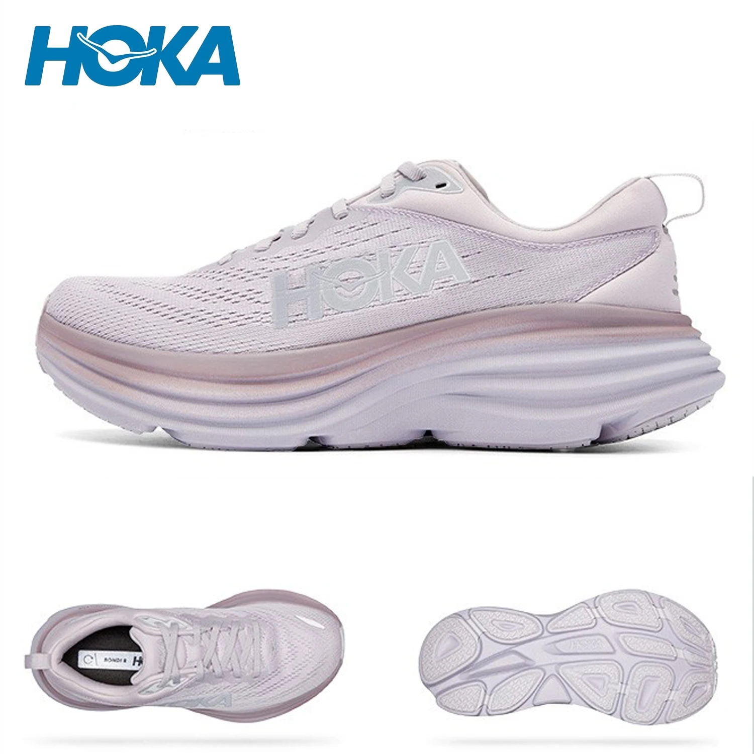 HOKA Bondi 8 Women and Men Soft Mesh Cushioning Shockproof Racing Jogging Casual Shoes Unisex Light Road Sneakers with Box