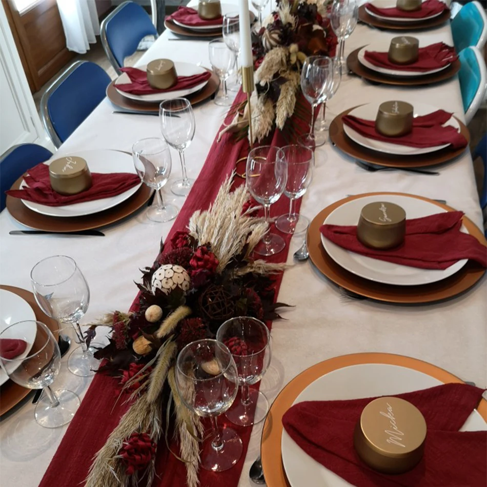 cotton gauze table runnerretro burr texture dining place matspersonalize vintage wedding decoration kitchen dinner cloth free global shipping