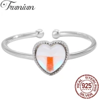 trumium genuine s925 sterling silver moonstone heart open rings for women trendy romantic anniversary girl gifts fine jewelry