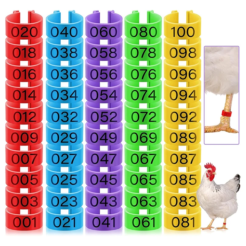 

100Pcs Birds Pigeon Feet Rings 6 Colors Inner Diameter 8mm Plastic Dove Clip Ring Pigeon Dove Quail chicken Foot Ring