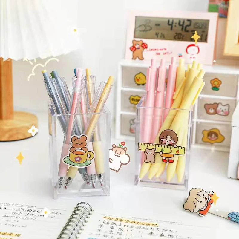 Acrylic Cosmetic Brush Storage Tube Transparent Makeup Tool Holder Organizer Box Student Desktop Square Pen Case |