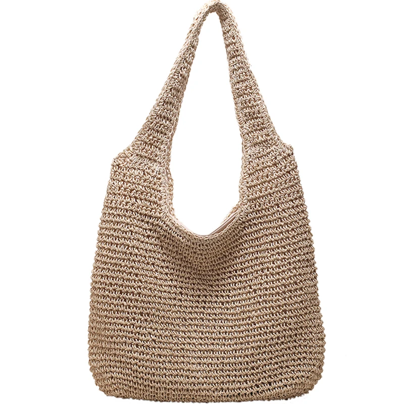 

Summer Straw Bag for Women Large Capacity Handle Bag Handmade Woven Handbag Bohemia Vacation Rattan Beach Bag Shopping tote bag