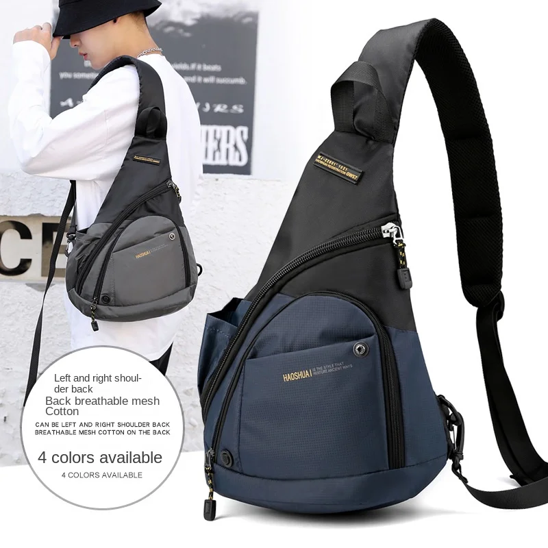 

New multifunctional nylon cloth large capacity chest bag outdoor sports shoulder messenger bag leisure backpack