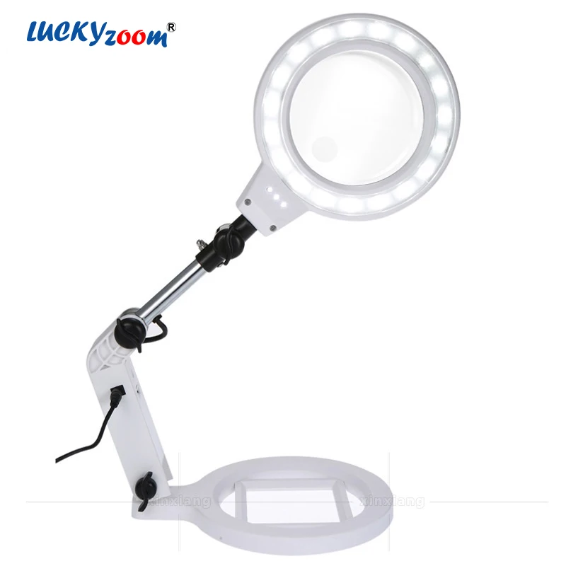 

Складная Настольная лупа, 22 светодиода, светодиодный ильник с питанием от переменного тока/батареей, 2x5