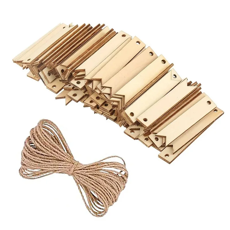 

50Pcs Wooden Tags Unfinished Embellishment DIY Craft Gift Tags Bottle Lable Wedding Birthday Party Christmas Ornament Decoration