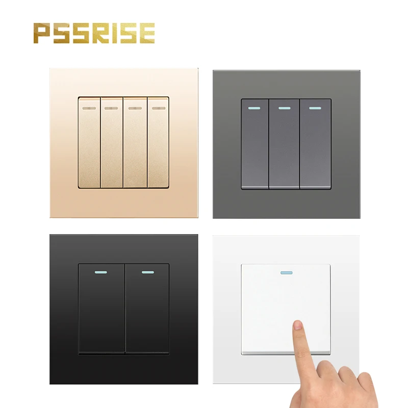 

PSSRISE A08 EU RU 16A Wall Light Switch PC Panel ON OFF Power Rocker Switch with Fluorescent Indicator 1Way/2Way 1/2/3/4 Gang