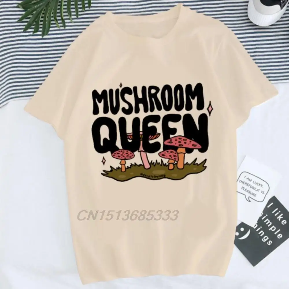 

Mushroom Queen Unisex Printed T-shirts Panda Face Graphic Men Fashion Cotton Tee Shirt Avocado Humor Sweatshirts