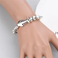 ys explosion retro beaded ancient silver fish bone elastic bracelet bracelet fashion simple