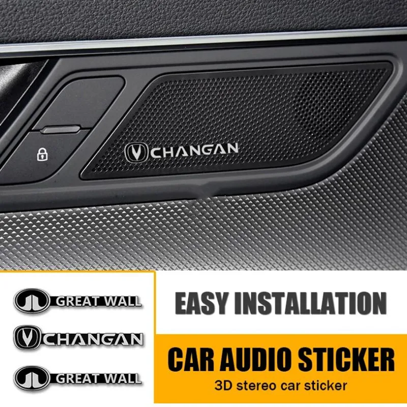 4pcs Car styling speaker aluminum 3D sticker sound stickers For Hyundai Santa Fe Sonata Solaris Azera Creta I30 Ix25 Tucson - купить по