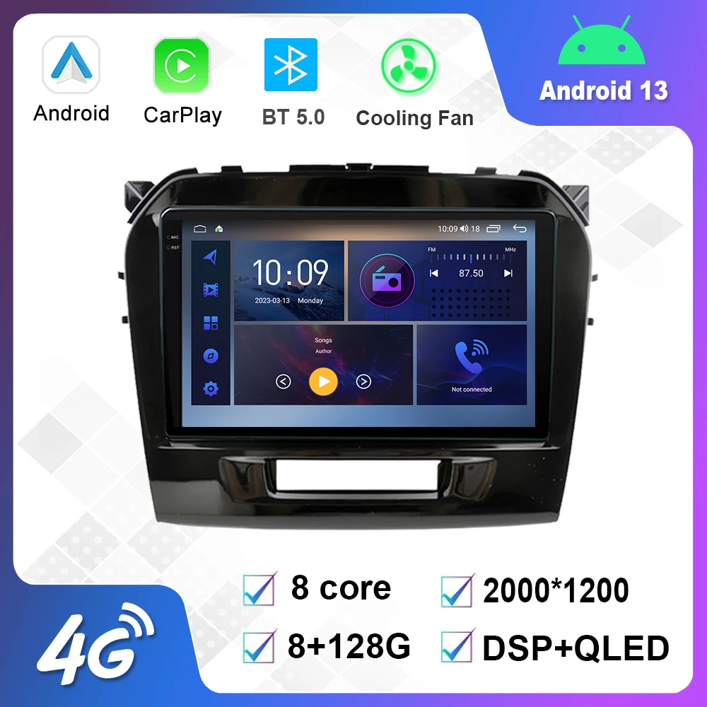 

9 Inch Android 12.0 Multimedia Player Auto Radio For Suzuki Vitara 2015-2019 GPS Carplay 4G WiFi DSP Bluetooth
