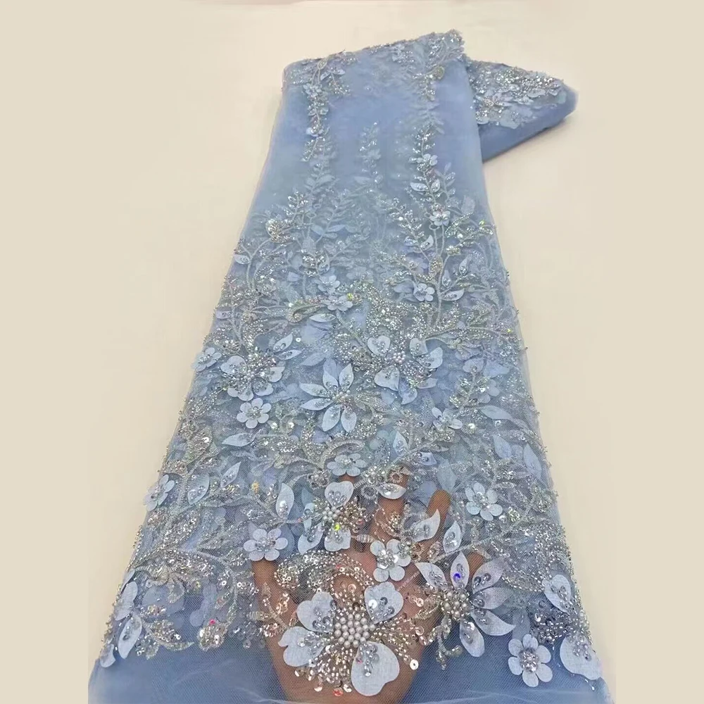 Французская кружевная ткань Tuille с блестками и бисером африканская нигерийская