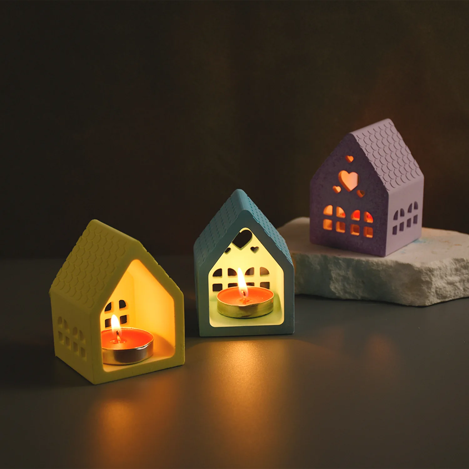 Сделай Сам любовь коттедж подсвечник семейный гипсовый пластырь для