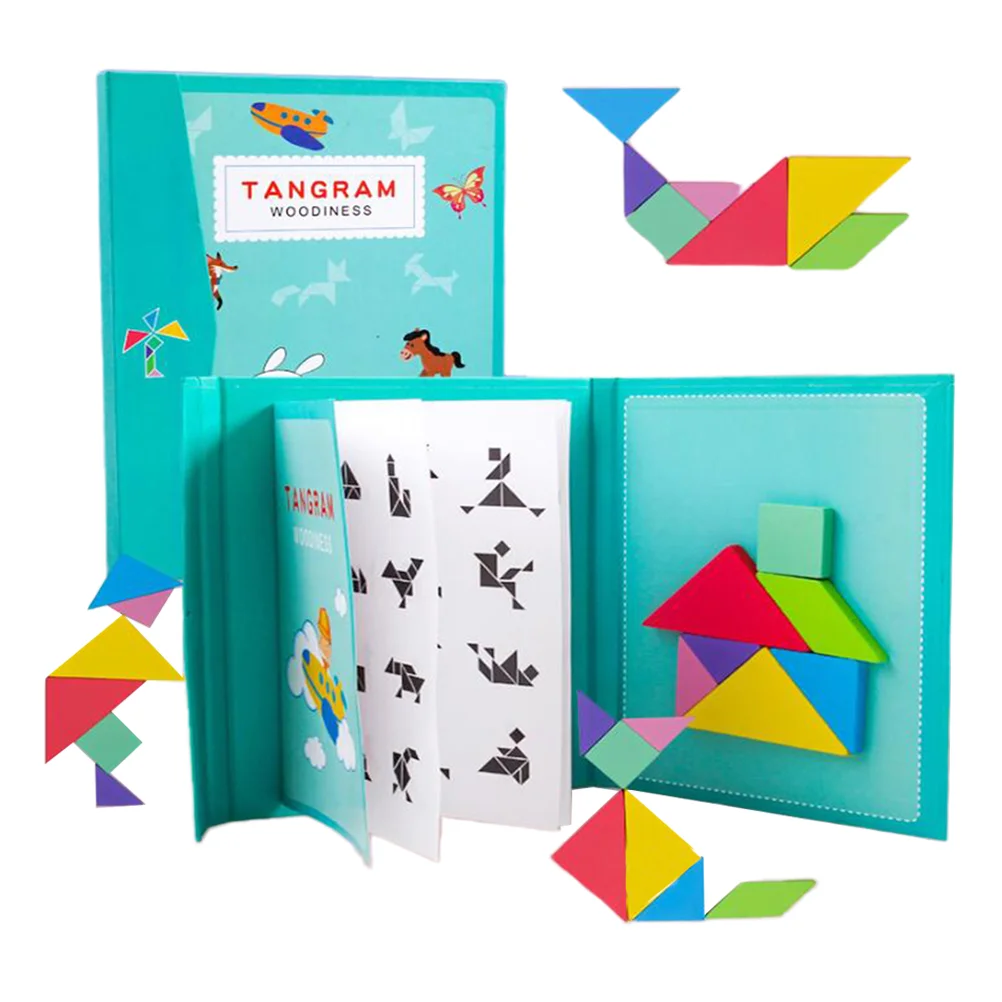 

Wooden Jigsaw Puzzle Magnetic Tangram Kids Educational Toy Early Learning Toy Seven-Piece Puzzle